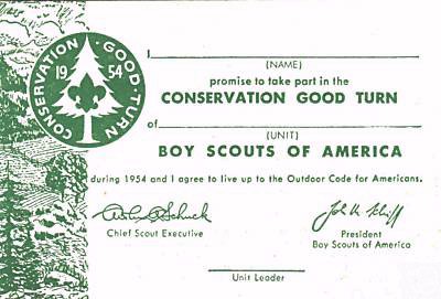 1954 National Conservation Good Turn pocket card