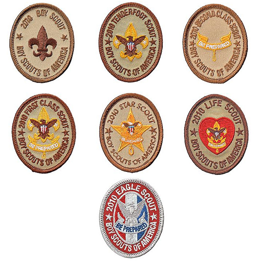 Boy Scout Anniversary rank insignia, from the BSA's official Supply Group bulletin