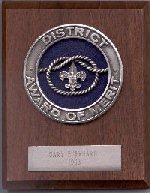 District/Division Award of Merit plaque - District Service
