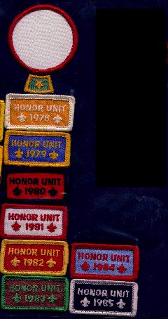 Honor unit emblems worn with Patrol medallion and Baden-Powell Patrol star