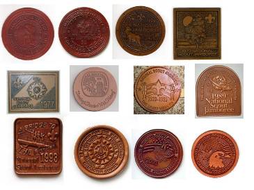 Examples of National Jamboree leather insignia, which is also equipment decoration.