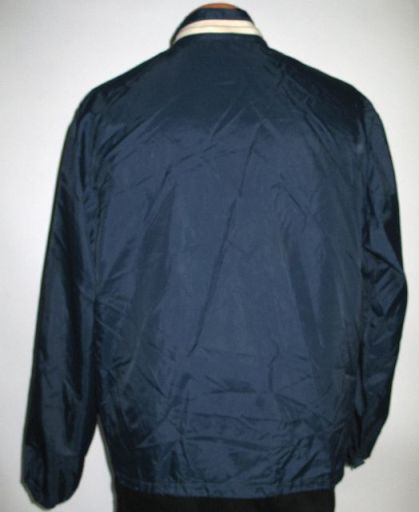 Blue nylon jacket backside
